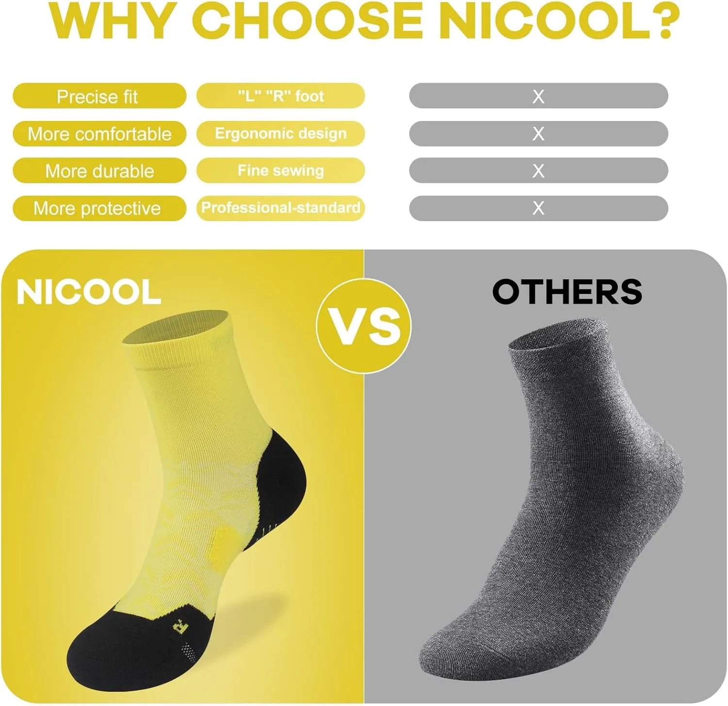 NIcool Cycling Socks For Men Women,Bright Crew Socks Running Socks Tennis Golf Athletic Socks For Youth