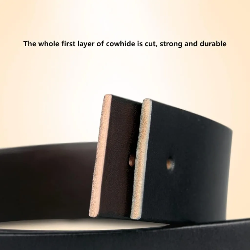 OLOTU Brown Men's Leather Belt 1.5'' Stainless Steel Pin Buckle Reversible Belt Men's Casual Jeans Work Dress Belt
