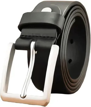 OLOTU Brown Men's Leather Belt 1.5'' Stainless Steel Pin Buckle Reversible Belt Men's Casual Jeans Work Dress Belt