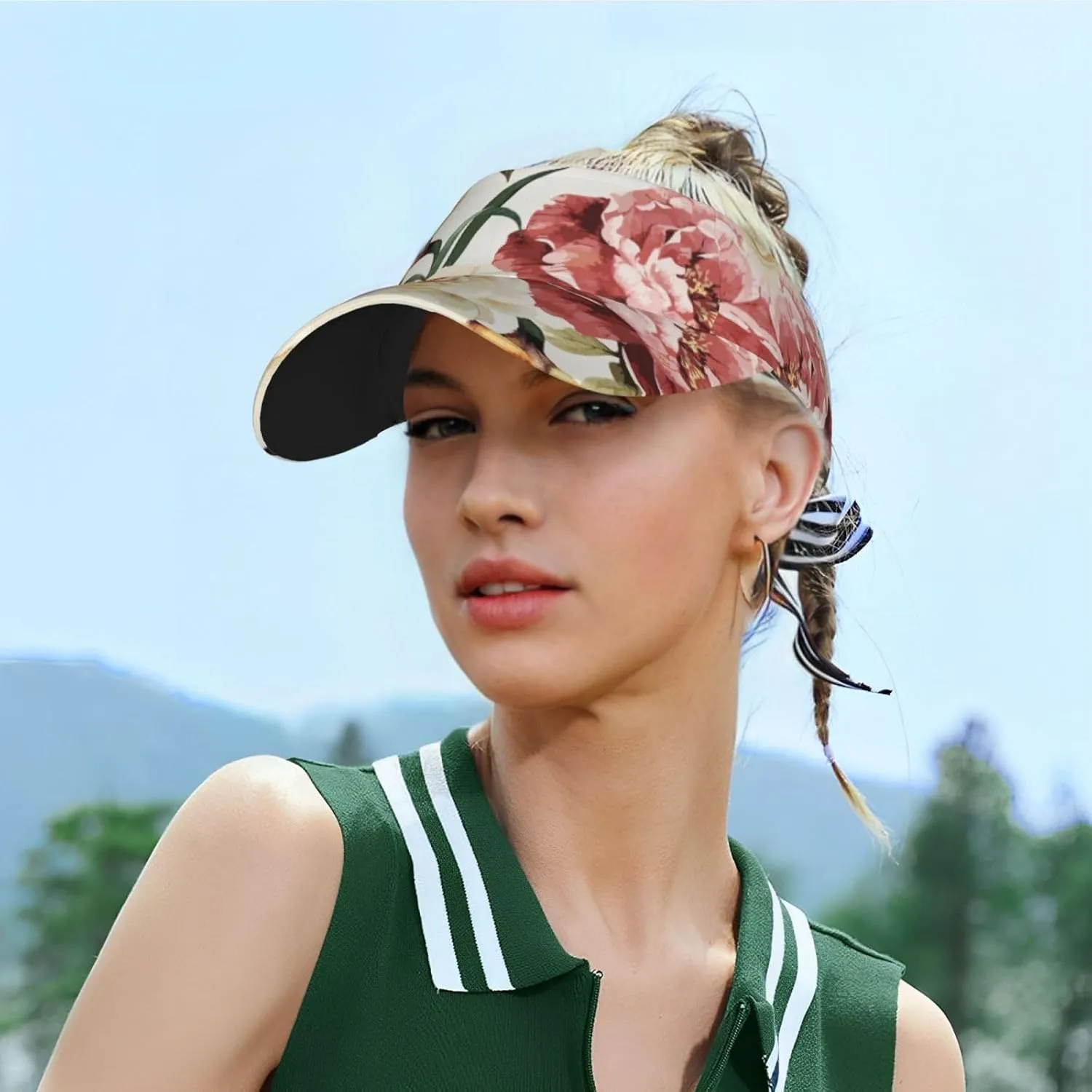 Pink Flamingo Pattern Sun Visor Hat Visor Adjustable Cap for Women and Men,Wide Brim Empty Top Baseball Sun Cap