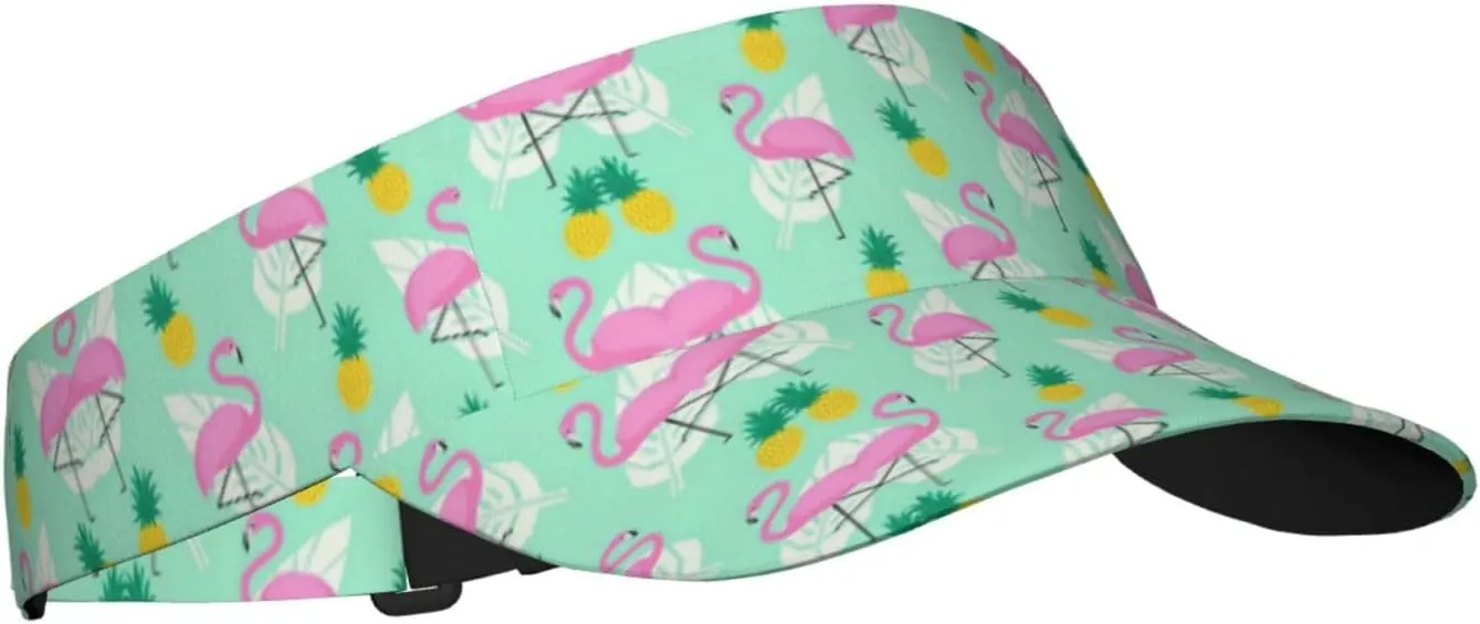 Pink Flamingo Pattern Sun Visor Hat Visor Adjustable Cap for Women and Men,Wide Brim Empty Top Baseball Sun Cap