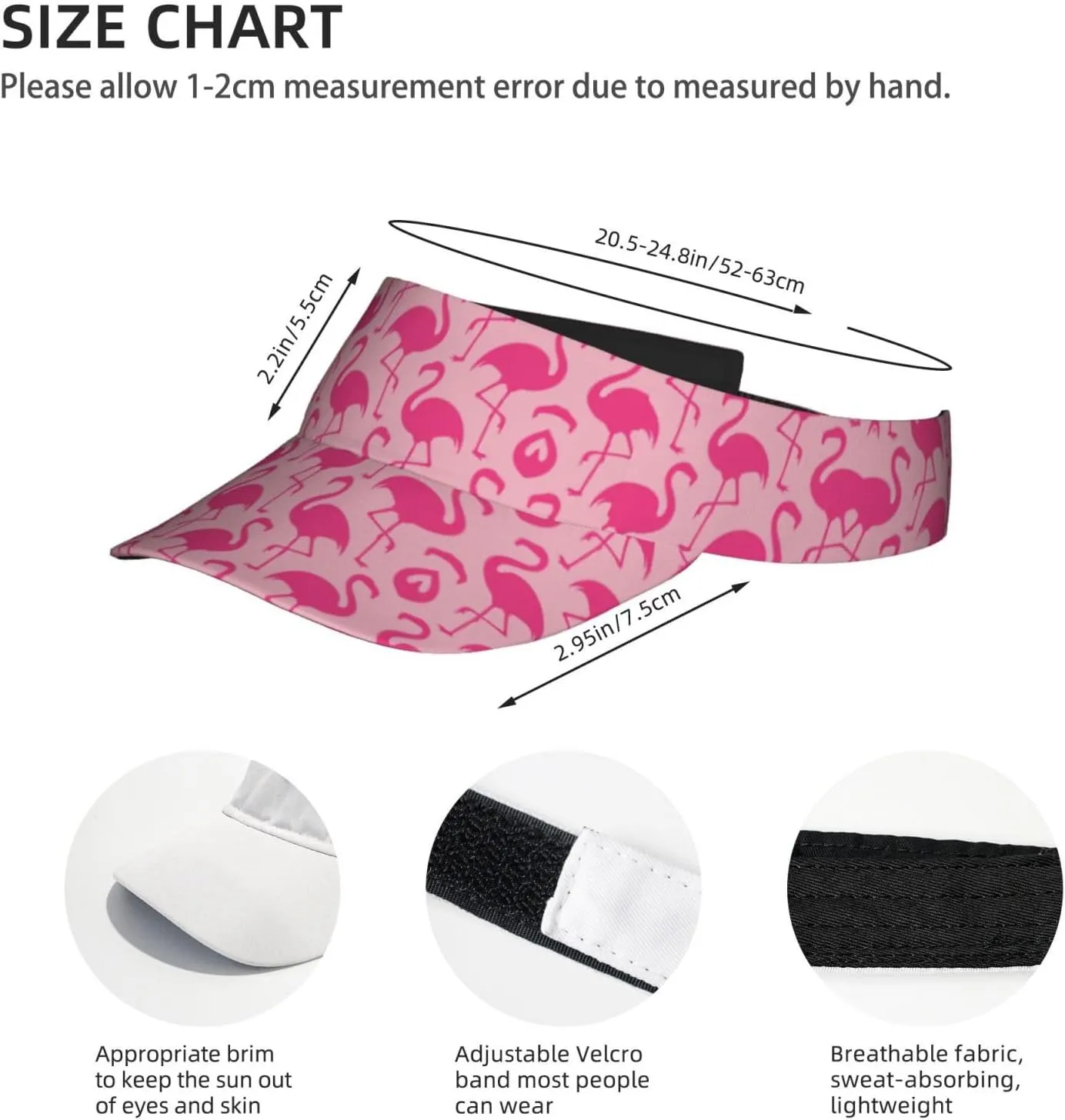 Pink Flamingo Pattern Sun Visor Hat Visor Adjustable Cap for Women and Men,Wide Brim Empty Top Baseball Sun Cap