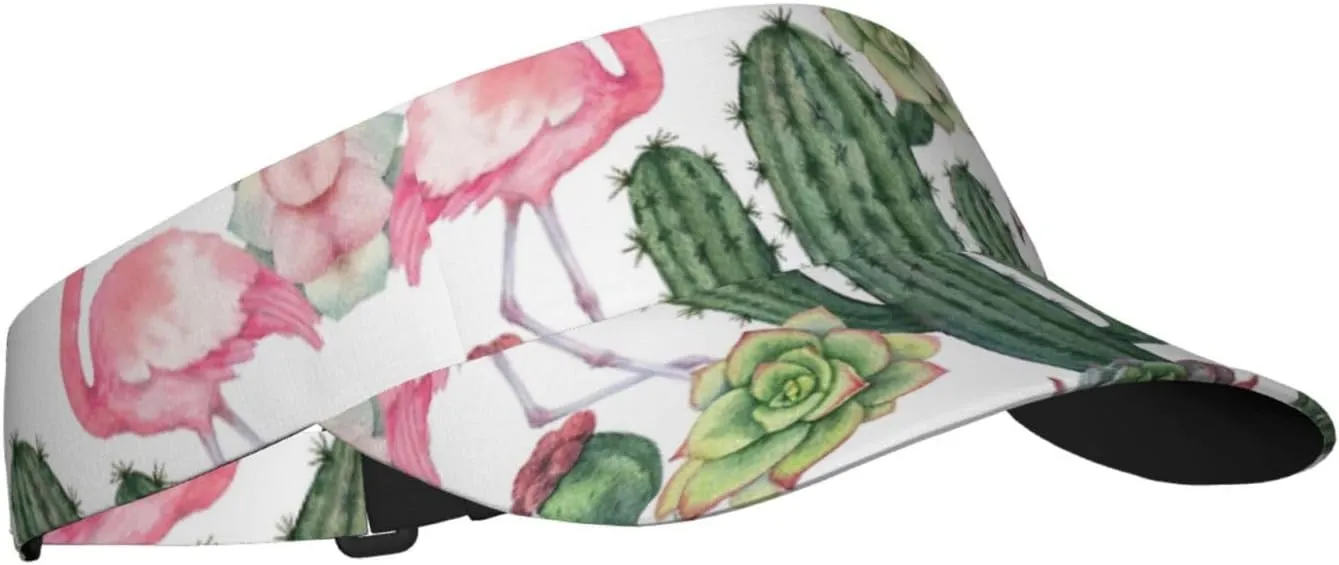 Pink Flamingo Pattern Sun Visor Hat Visor Adjustable Cap for Women and Men,Wide Brim Empty Top Baseball Sun Cap