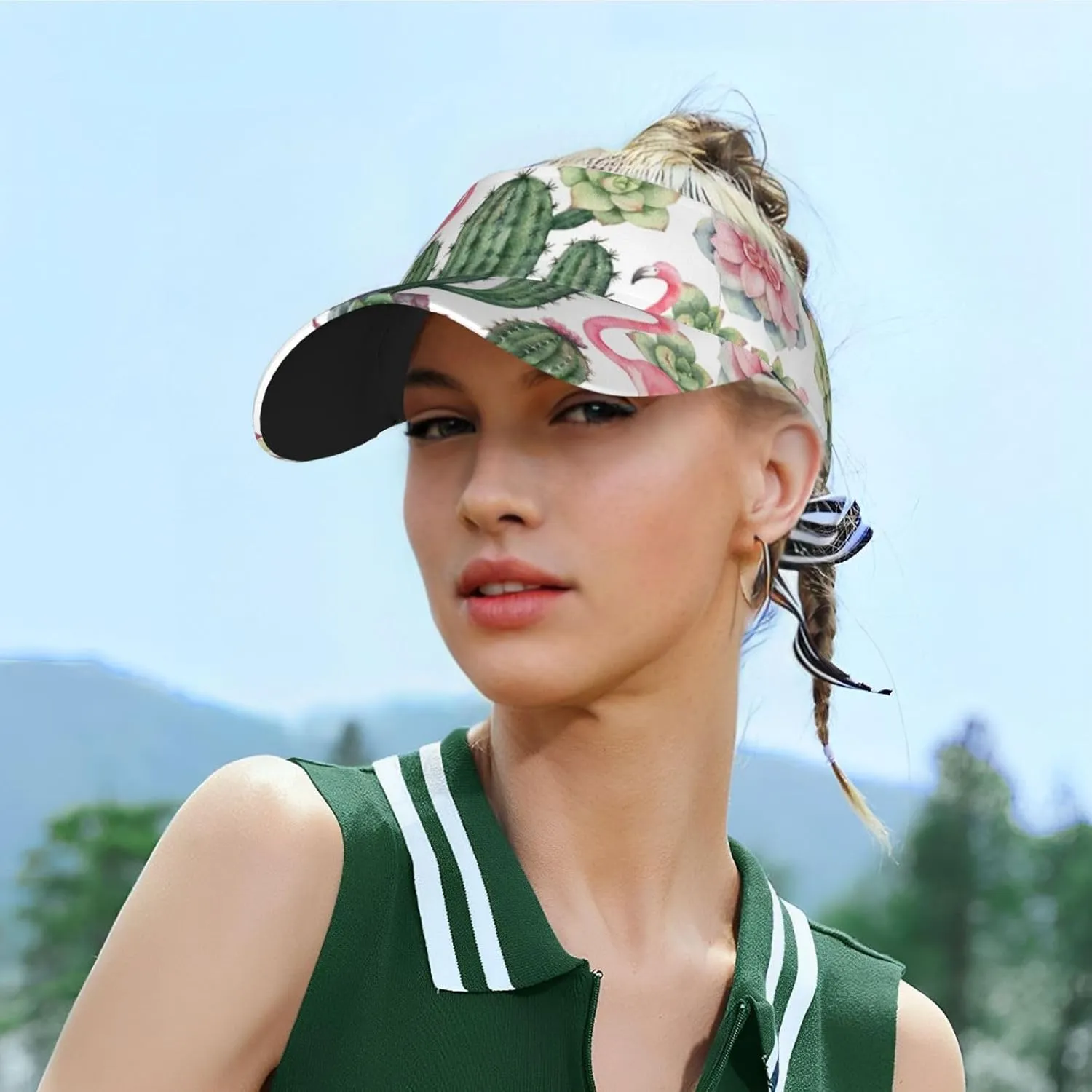 Pink Flamingo Pattern Sun Visor Hat Visor Adjustable Cap for Women and Men,Wide Brim Empty Top Baseball Sun Cap