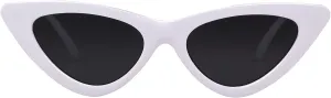 Retro Vintage Narrow Cat Eye Sunglasses Oval Mod Style Cobain Cateye Glasses - White