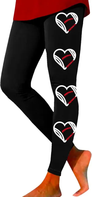 Thick Leggings for Women Valentine Plus Size Valentines Pants Women Sugar Love Heart Pattern Yoga Pants