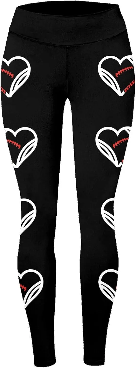 Thick Leggings for Women Valentine Plus Size Valentines Pants Women Sugar Love Heart Pattern Yoga Pants
