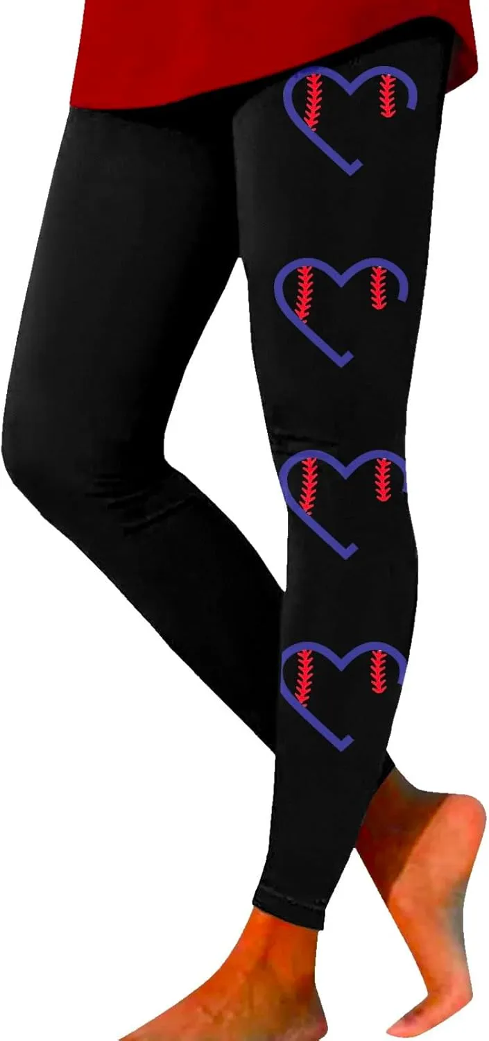 Thick Leggings for Women Valentine Plus Size Valentines Pants Women Sugar Love Heart Pattern Yoga Pants