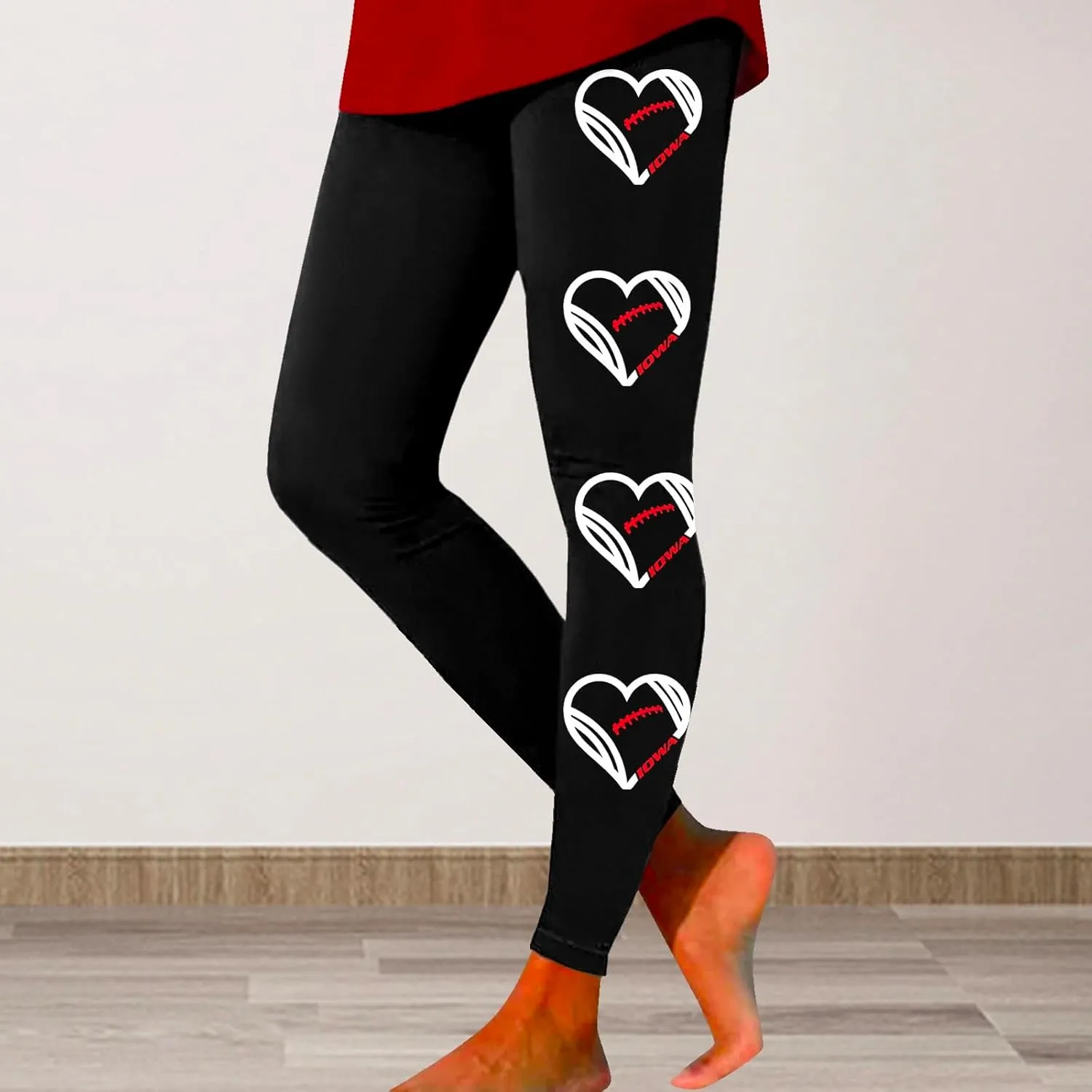Thick Leggings for Women Valentine Plus Size Valentines Pants Women Sugar Love Heart Pattern Yoga Pants