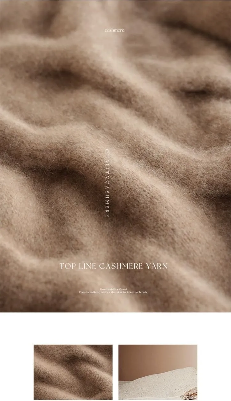 Thick Turtleneck Cashmere Sweater for Women Knitwear with Slits On Both Sides Loose Autumn Winter Sweater
