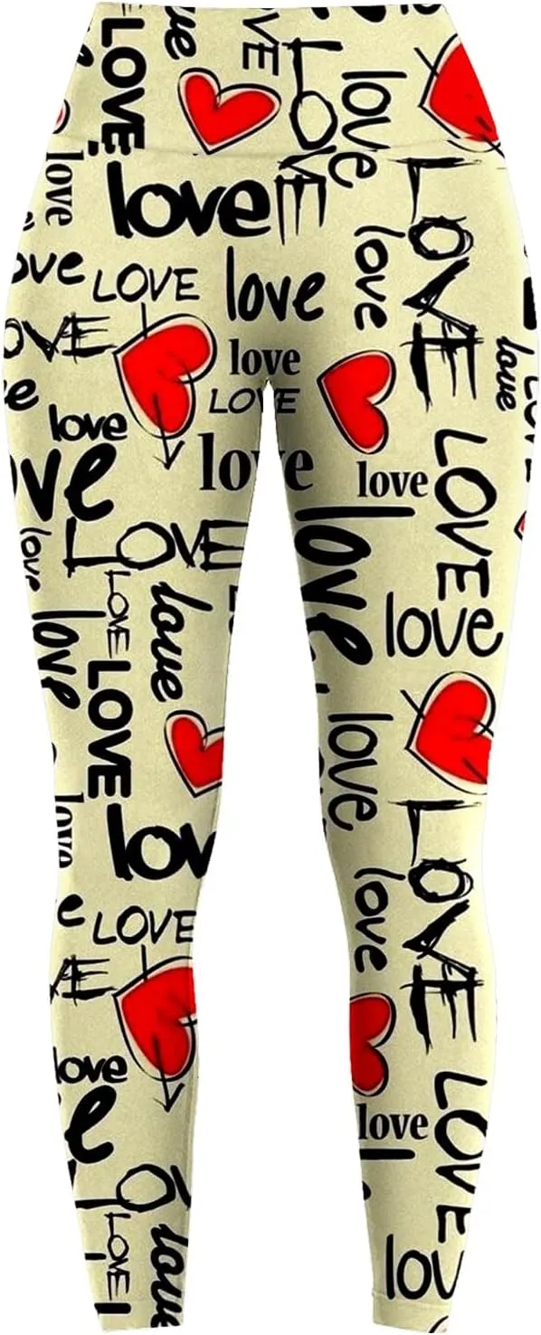 Valentines Plus Size Leggings for Women Valentine Tights Plus Size Love Heart Pattern Tights Plus Size