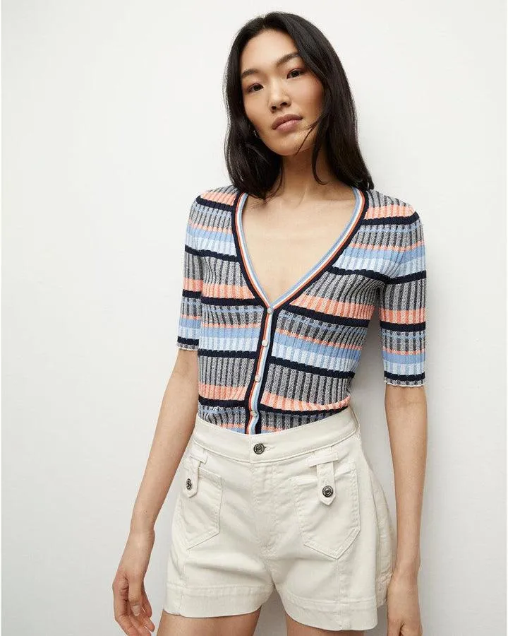 Veronica Beard Calliope Stripe Pattern Cardigan
