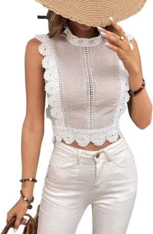 Women's Blouses Shirts Lace Striped Stand Collar Elegant Shirt Trendy Tshirts Tops