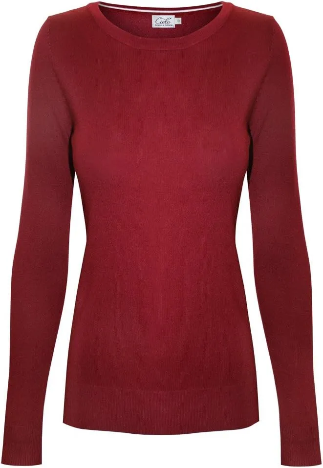 Women's Solid Soft Stretch Pullover Knit Sweater