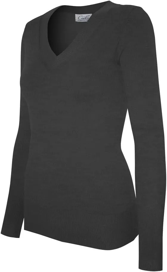 Women's Solid Soft Stretch Pullover Knit Sweater