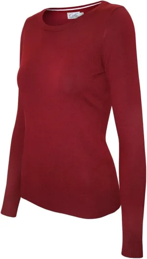 Women's Solid Soft Stretch Pullover Knit Sweater