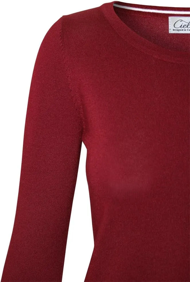 Women's Solid Soft Stretch Pullover Knit Sweater