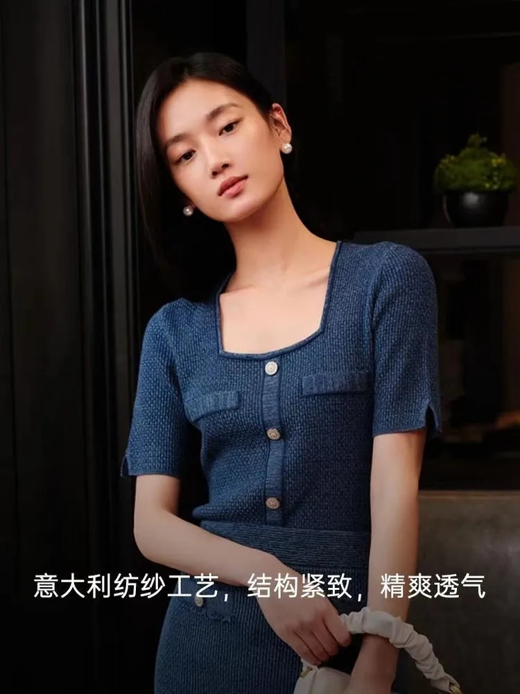 YAYING Square Neck Knitted Top