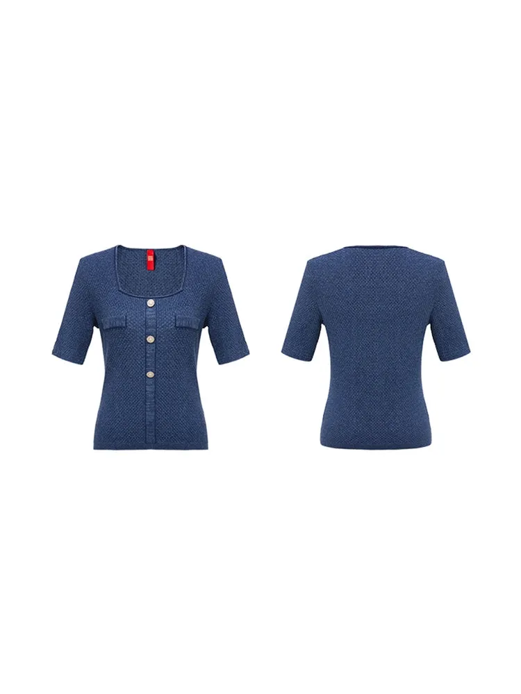 YAYING Square Neck Knitted Top